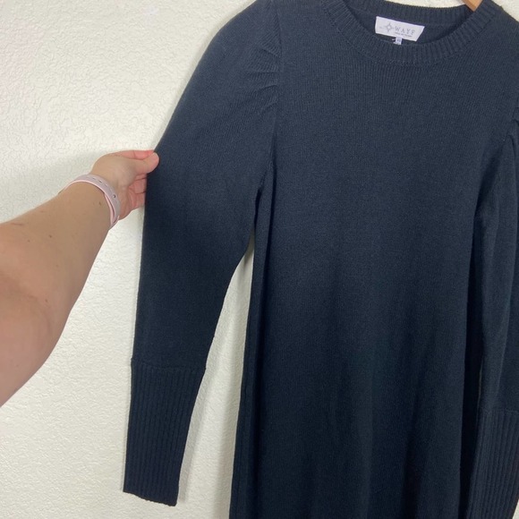 NEW Wayf Lola Puffy Sleeve Sweater Dress Black Knit Mock Neck Size XS $98 - Picture 4 of 8